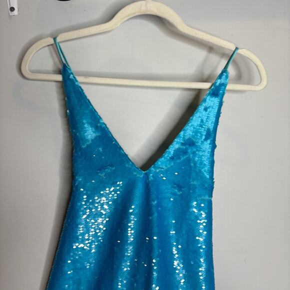 NWT Ganni Sequin Slip Mini Dress Blue - Picture 4 of 11